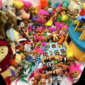 Vintage Toy Lot Reseller Bundle Plush Action Figures Trolls & More 100+ Pieces